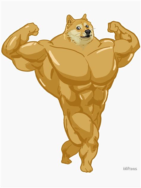 Swole Doge Funny Buff Doge Sticker For Sale By Miftees Redbubble