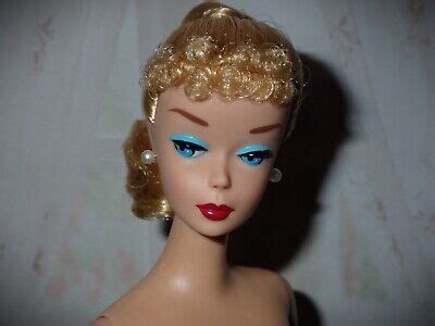 Barbie Blonde Poodle Bangs Ponytail Repro Reproduction Nude Doll Newly