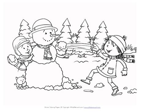 Snowball Fight Coloring Page All Kids Network