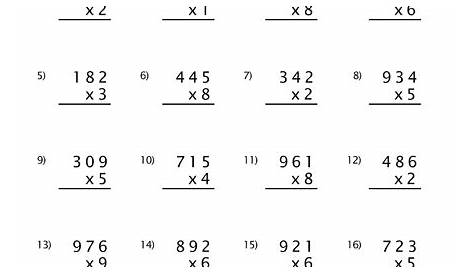 Multiplication with 3 Digits and Single Digit Multiplier (Set 2