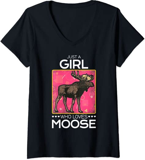 Womens Just A Girl Who Loves Moose T For Moose Lover V