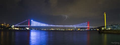 Istanbul Bosphorus Night Long Exposure City City Lights Lightning