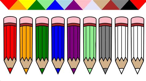 Learn Colors For Kids With Colored Pencil Coloring Pages Youtube