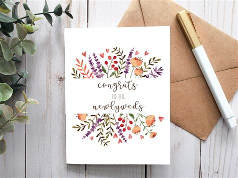 Congrats To The Newlyweds Card Printable Card Digital Card Etsy