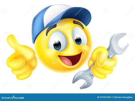 Mechanic Or Plumber Spanner Emoticon Emoji Icon Stock Vector