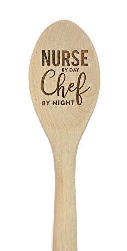 Nurse By Day Chef By Night Laser Engraved Wooden Mixing Spoon Wood