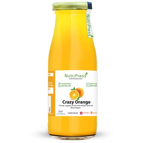 Buy Crazy Orange Cold Pressed Juice Online Bangalore Vadodara Nutripress