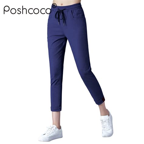 Poshcoco All Match Women Ankle Length Haren Pants 2017 Autumn Thin