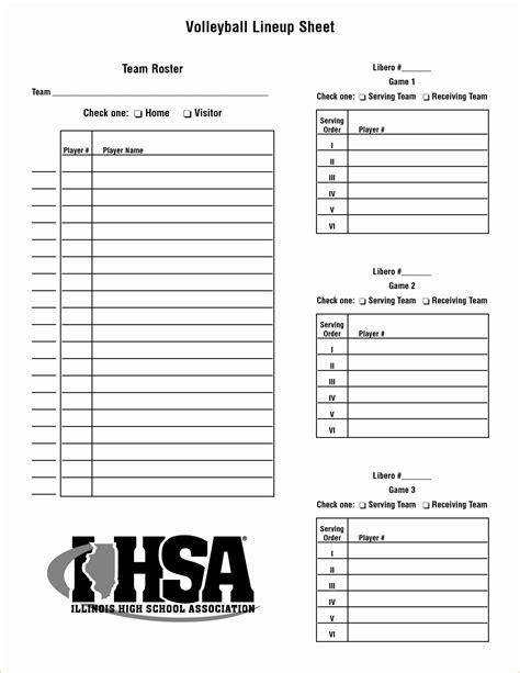 Printable Volleyball Lineup Sheet Template