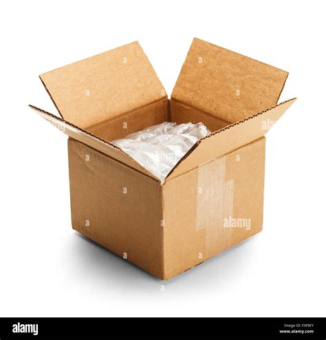 Open Box With Plastic Packaging Isolated On White Background Stock