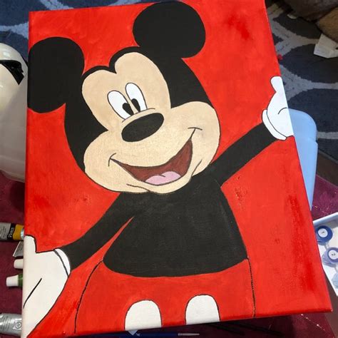 Mickey Mouse Paint Canvas Etsy