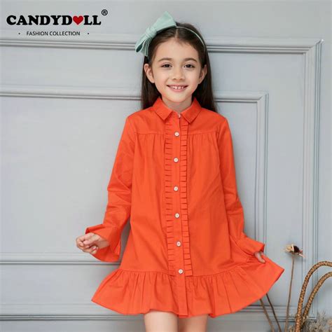 Candydoll Children Girls Dresses Long Sleeve Spring Summer Shirtdress