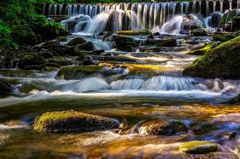 Forest Stream Splashes On The Rock Cascade Stock Image Image Of