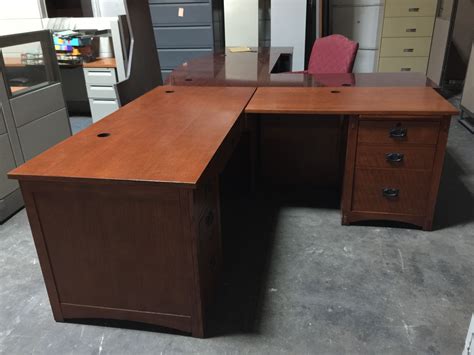 L Shape Wood Veneer Desk 349 Used Office Furniture Office Furniture