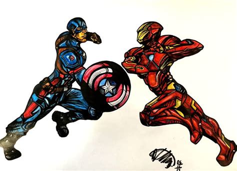 Captain America Vs Iron Man Drawing By Ramiro Muzaber Saatchi Art