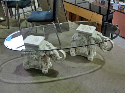 Dimensions:180 x 180 x 75cm view full product details. Ceramic elephant pedastol glass top coffee table