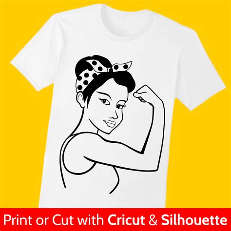 Black and White Young Rosie The Riveter SVG file to print or cut with a