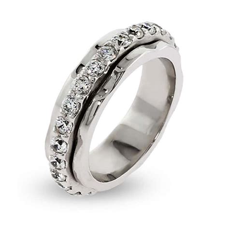 Sterling Silver Spinner Ring With Cz Band Eves Addiction