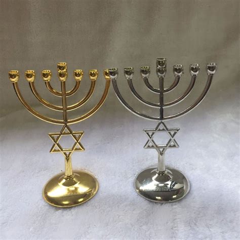 Israel Judaica Chanukah Metal Jewish Menorah Jerusalem Candle Holder
