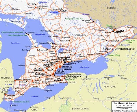 Map Of Southern Ontario Canada With Cities Secretmuseum