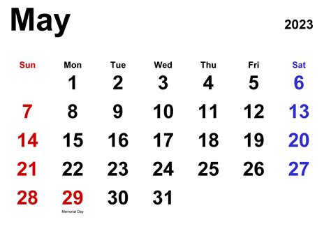 May 2023 Printable Calendar Download Useful Planner Or Scheduler