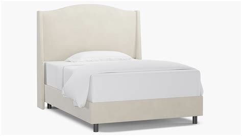 White Velvet Upholstered Custom Classic Wingback Bed Full The