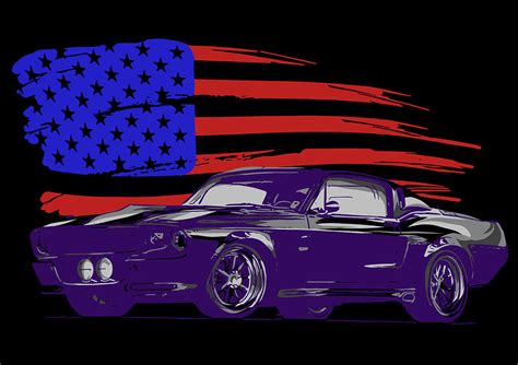 Vector Graphic Design Illustration Of An American Muscle Car Digital