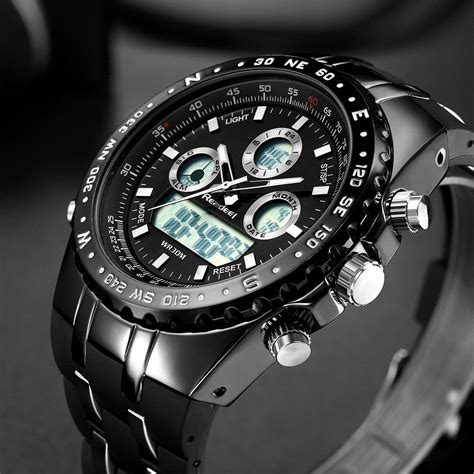 Readeel Mens Waterproof Led Digital Analog Quartz Chronograph Hybrid Watch
