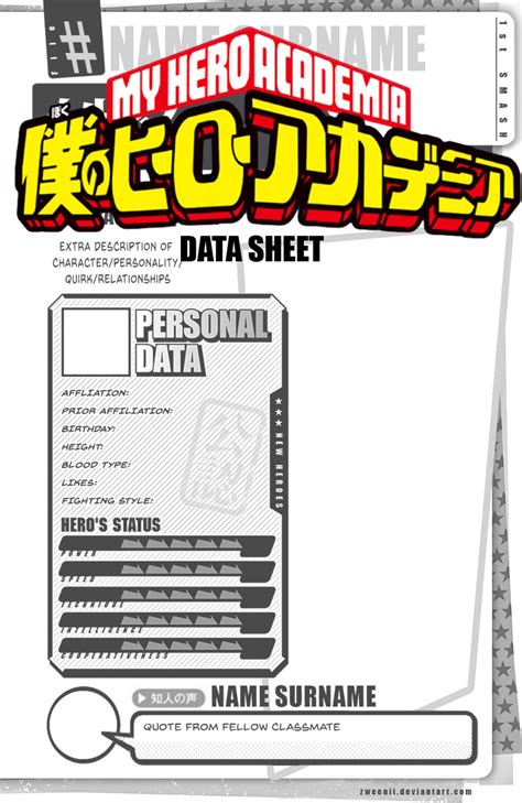 BnHA OC Hero Data Template P U By Zweenii On DeviantArt Character Sheet Template Character