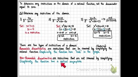 Rationals Functions And Their Graphs Youtube