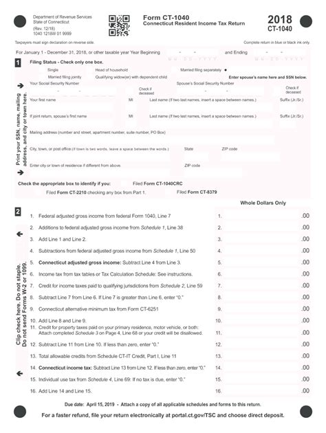 2018 Form Ct Drs Ct 1040 Fill Online Printable Fillable Blank
