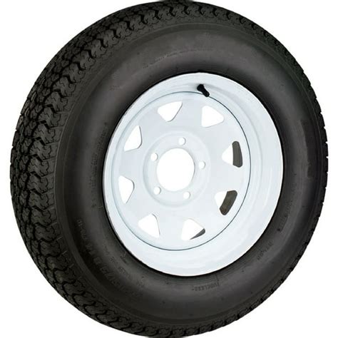 Radial Trailer Tire On White Rim St21575r14 Load Range C 5 Hole Spoke