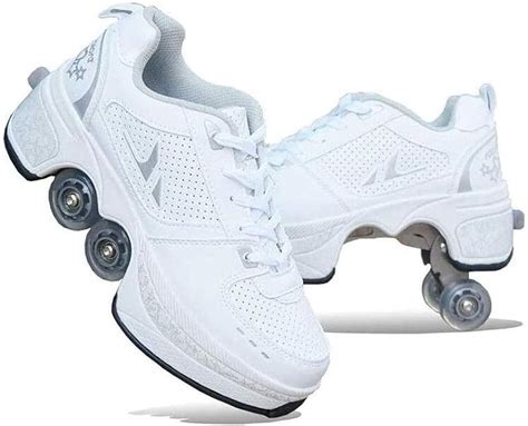 Skates Casual Sneakers 2 In 1 Four Wheeled Deform Wheel Walk Dual Use Roller Shoes Multi