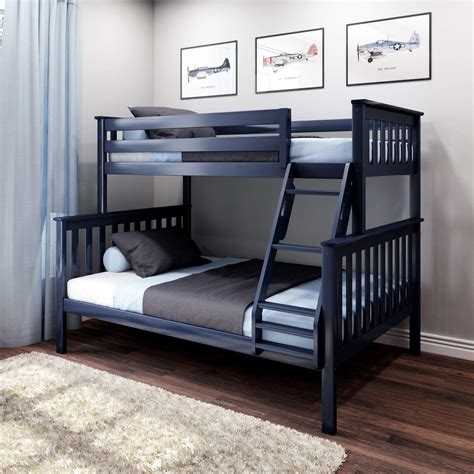 Max And Lily Bunk Bed Twin Over Full Wood Bed Frame For Kids Blue Twin