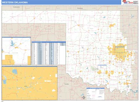 Oklahoma Western Wall Map Basic Style By Marketmaps