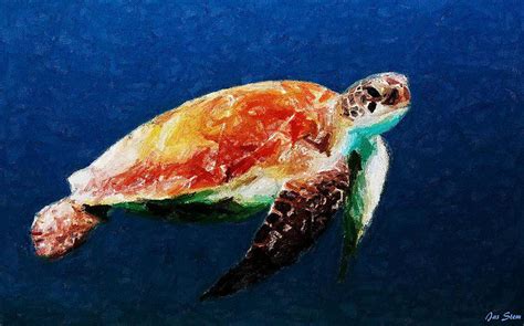 Sea Turtle Mixed Media By Jas Stem Fine Art America
