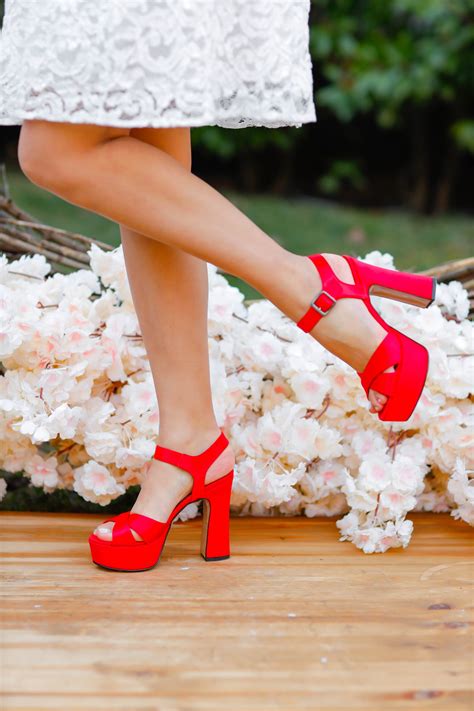 Weddy Prıncess Red Platform Block Heels Wedding Summer Shoes Etsy