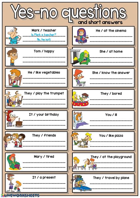 Yes No Questions Worksheets For Kids