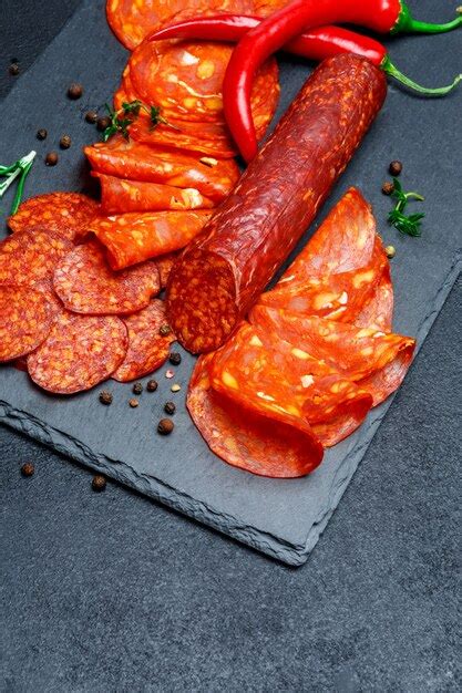 Premium Photo Dried Organic Salami Sausage On Wooden Cutting Board