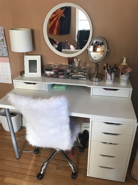 Ikea product page posted for measurements of desk. My IKEA vanity/desk! (album in comments) : makeuporganization