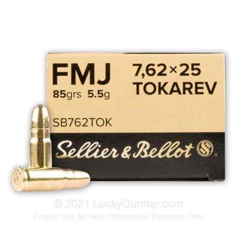 Sellier And Bellot Ammunition 762x25mm Tokarev 85 Grain Full Metal