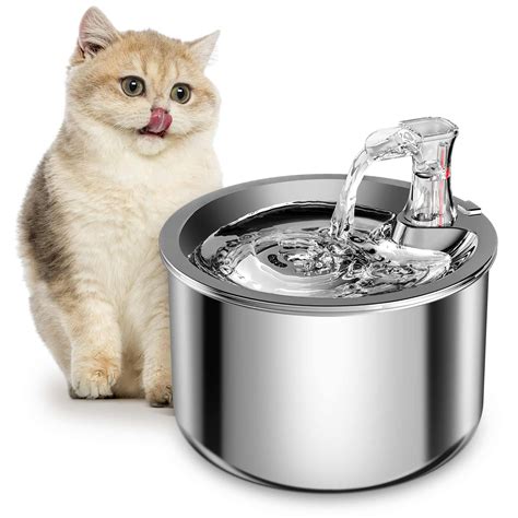 Homtyler Cat Water Fountain Stainless Steel Pet Water Fountain For