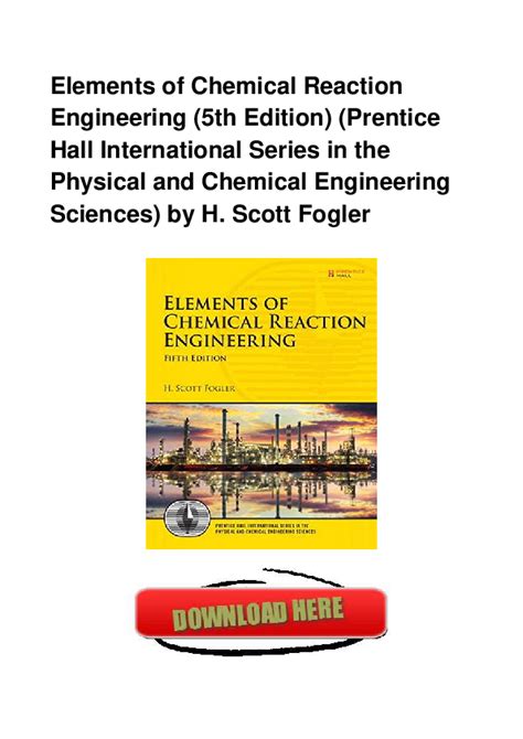 pdf elements of chemical reaction engineering 5th edition prentice hall international