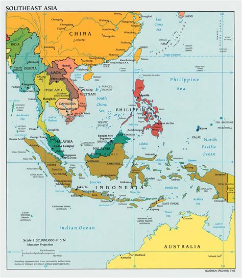 Large political map of Southeast Asia with capitals - 2003 | Southeast ...