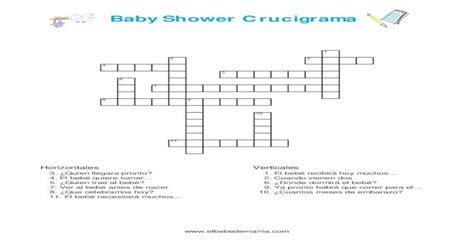 Juegos Baby Shower Crucigrama Nombres De Bebes Shower Crucigrama