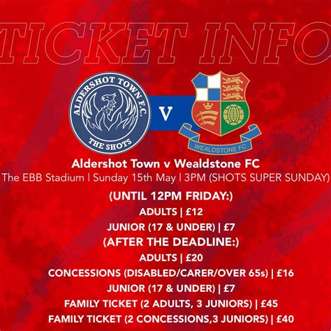 Ticket Information Wealdstone Fc H Aldershot Town Fc