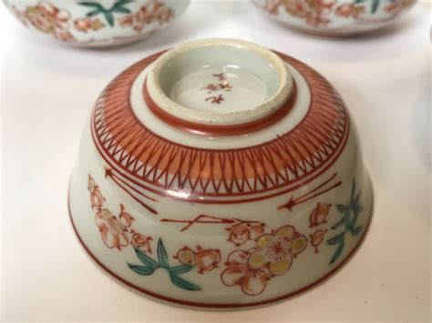 Vintage Set Of Signed Hand Painted Japanese Porcelain Bowls Small