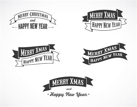 Premium Vector Merry Christmas And Happy New Year Ribbons Background