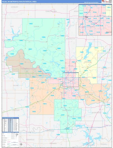 Tulsa Metro Area Ok Zip Code Maps Color Cast