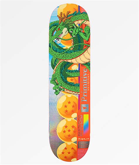 Primitive and dragon ball z team up once again for an even better series of super saiyan skateboard decks and clothing featuring all your favorite characters from goku, frieza, vegeta and trunks. Primitive x Dragon Ball Z Team Shenron 7.8" Skateboard Deck | Zumiez